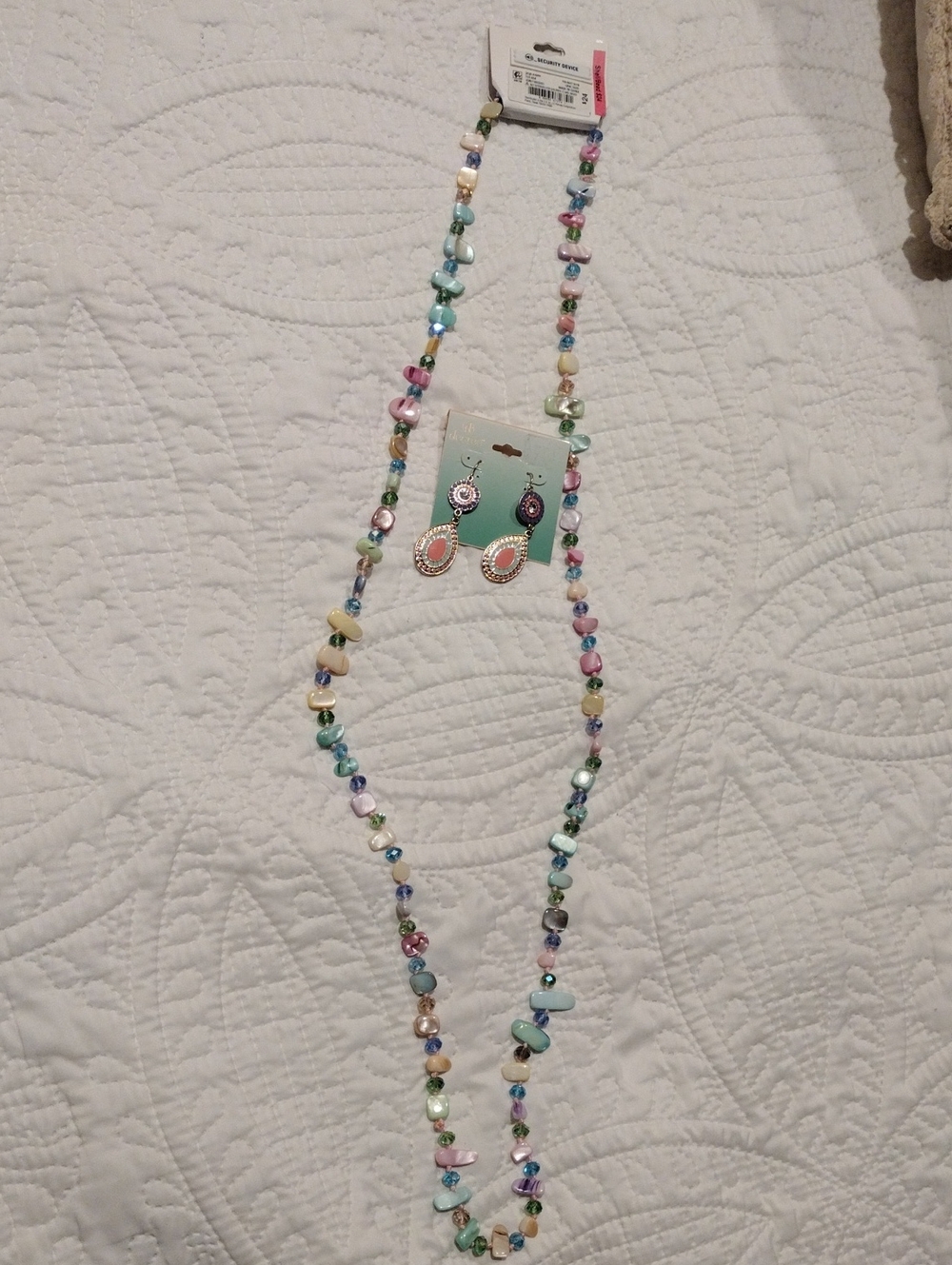 Multicolor Beaded Necklace and Earring Set - Pastel Multi